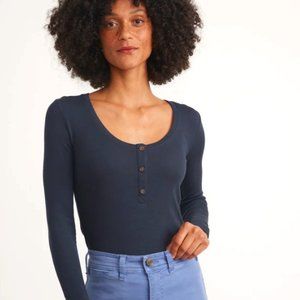 Marine Layer- NWT-Lexi Rib Henley in Parisian Night-Medium